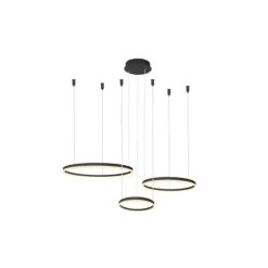 Azzardo Halo pendant 80+60+40 CCT BK + remote control - lampa wisząca