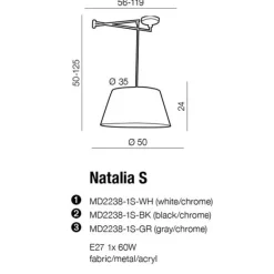 Azzardo Natalia S lampa na wysięgniku z abażurem