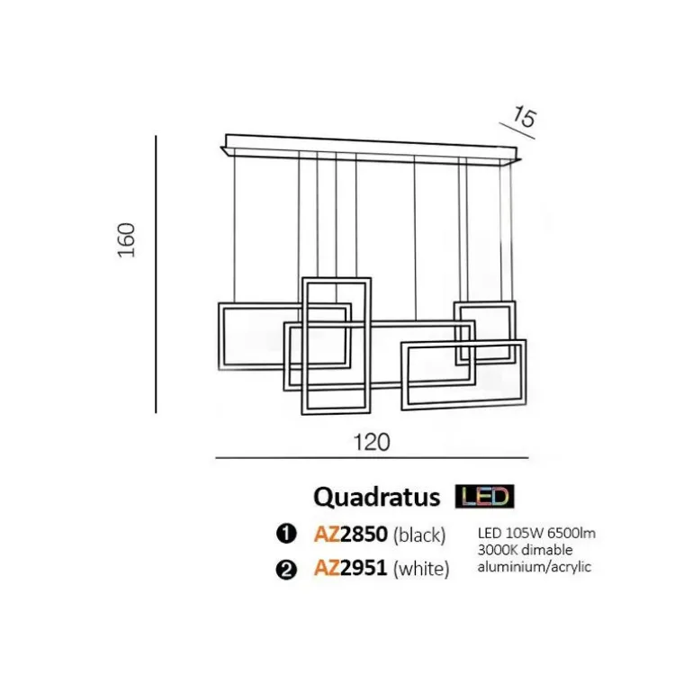 Azzardo Quadratus WH - lampa wisząca