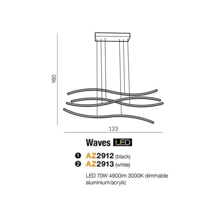 Azzardo Waves BK - lampa wisząca