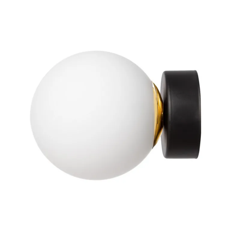 Kaspa Astra kn czarny - złote dodatki - kinkiet, szklane kule